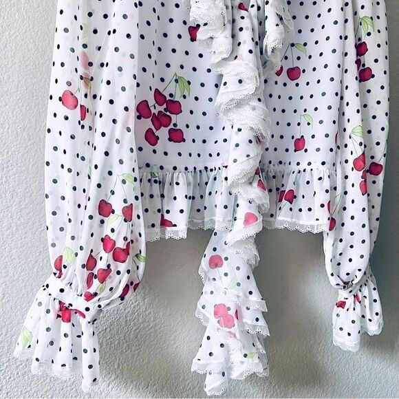 Revolve NBD White Ruffle Blouse Maraschino Top in Cherry Dot NWOT S - Picture 5 of 15